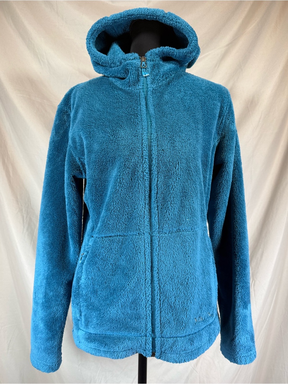 Marmot High-Pile Fuzzy Fleece Hoodie Teal Blue - Size Medium